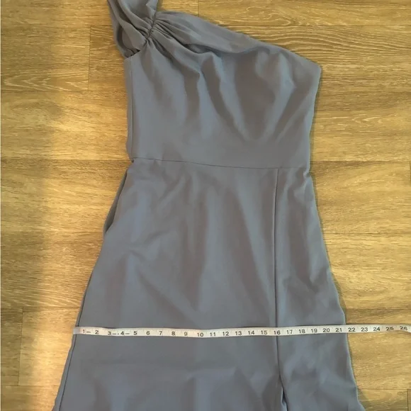 NWOT Amsale Bridesmaid Dress Blue Maxi Dorothy GB263P Draped one-shoulder 12 - Picture 9 of 10